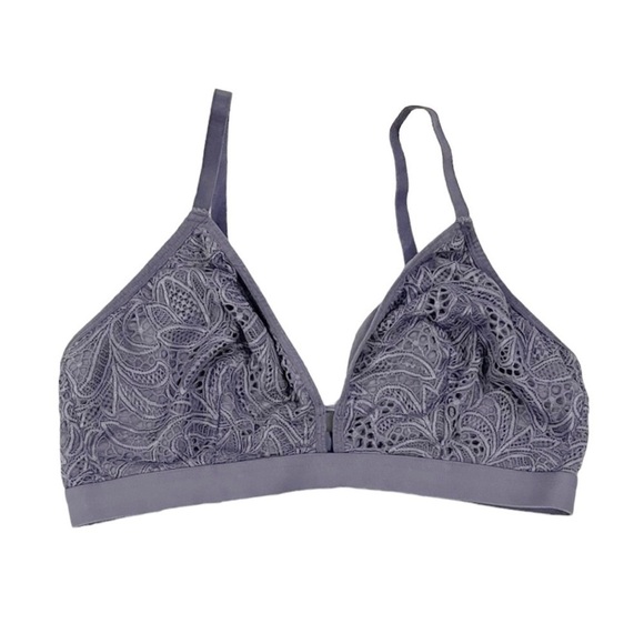 Lively Floral Lace Keyhole Busty Bralette No Wire Gray Size 1 (32DD, 33D/DD) - Picture 1 of 13